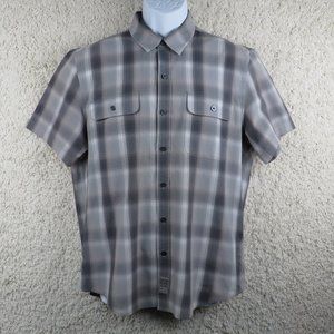 Calvin Klein Jeans* Men's Short Sleeve Button Down Curved Hem Pocket Shirt~Large